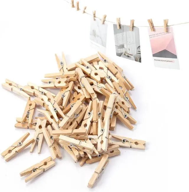 Main image of 50 Pack 1 Inch Mini Wooden Clothes Pins - Small Craft Pegs | Artwork Display, DIY Projects, Cocktail Picks & Home Decor,Hanging Photos & Party Decorations