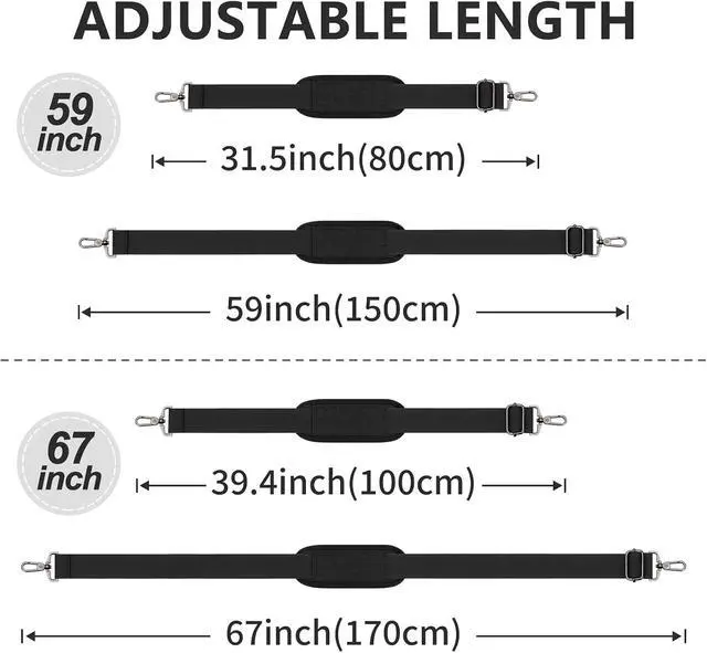 Alt view image 5 of 7 - RAINYEAR 59 Inch Shoulder Strap Replacement Strap for Laptop Bag, Black | Adjustable Soft Padded Shoulder Strap with Metal Hooks for Shoulder Bag, Messenger Bag, Travel Duffel Bag, Crossbody Bag
