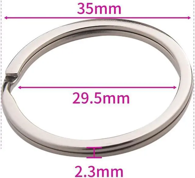 Alt view image 2 of 7 - 20 Pack Silver Key Ring Keychain 1-3/8 Inch 35mm Diameter Metal Flat Split Key Chains Rings for Home Car Dog Tag Office Paracord Lanyards Keys DIY Accessories