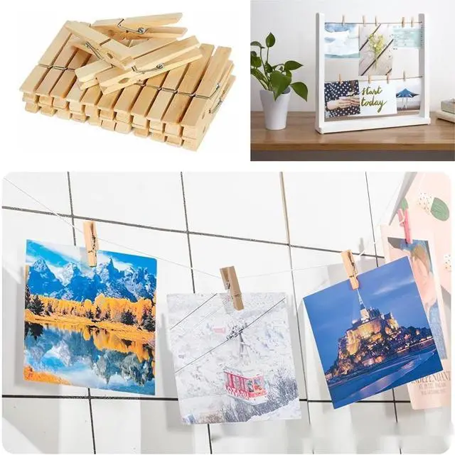 Alt view image 6 of 6 - 50 Pack 1 Inch Mini Wooden Clothes Pins - Small Craft Pegs | Artwork Display, DIY Projects, Cocktail Picks & Home Decor,Hanging Photos & Party Decorations
