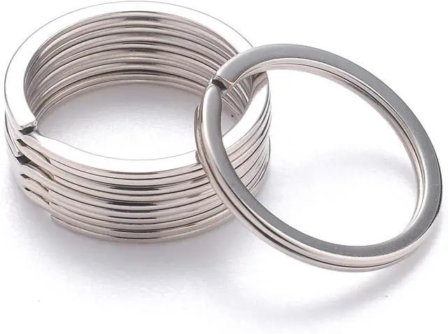 Alt view image 4 of 7 - 20 Pack Silver Key Ring Keychain 1-3/8 Inch 35mm Diameter Metal Flat Split Key Chains Rings for Home Car Dog Tag Office Paracord Lanyards Keys DIY Accessories