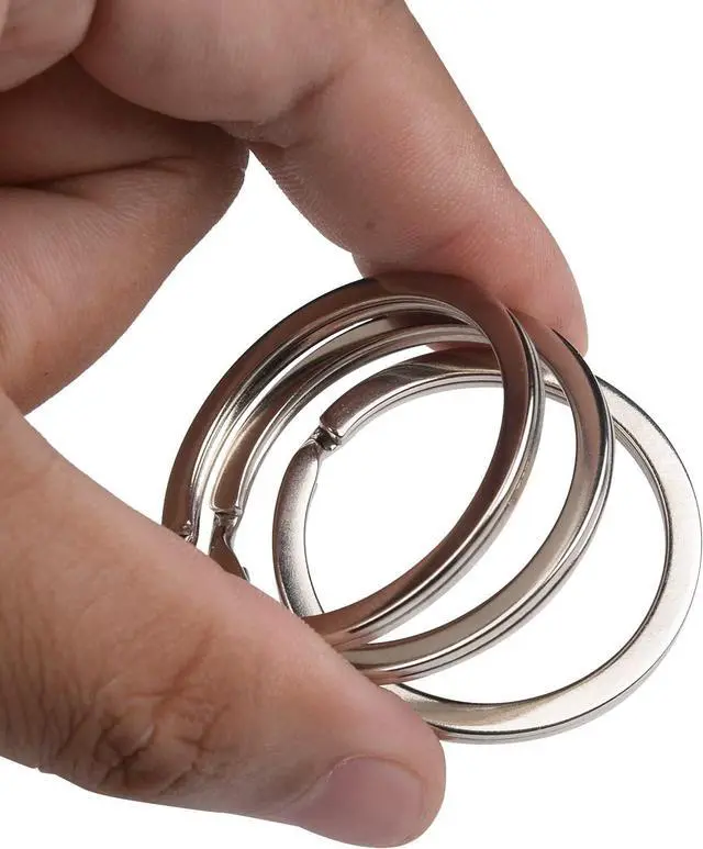 Alt view image 5 of 7 - 20 Pack Silver Key Ring Keychain 1-3/8 Inch 35mm Diameter Metal Flat Split Key Chains Rings for Home Car Dog Tag Office Paracord Lanyards Keys DIY Accessories