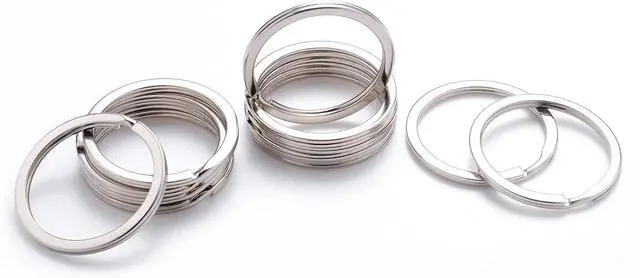 Alt view image 6 of 7 - 20 Pack Silver Key Ring Keychain 1-3/8 Inch 35mm Diameter Metal Flat Split Key Chains Rings for Home Car Dog Tag Office Paracord Lanyards Keys DIY Accessories