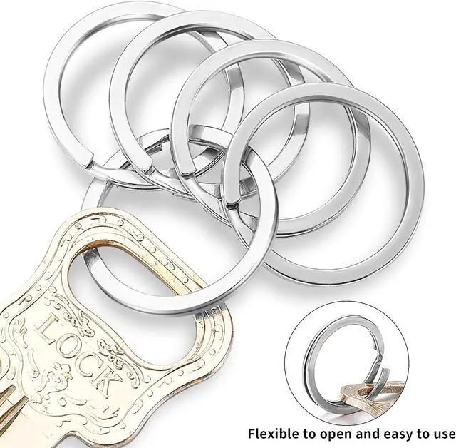 Alt view image 3 of 7 - Gkeygo Key Rings, 12 pcs Stainless Steel Key Ring for Keychains, 1.1inch Flat Split Keychain Ring for Car Keys Dog Ring Tag Lanyards Home School Office DIY, Silver