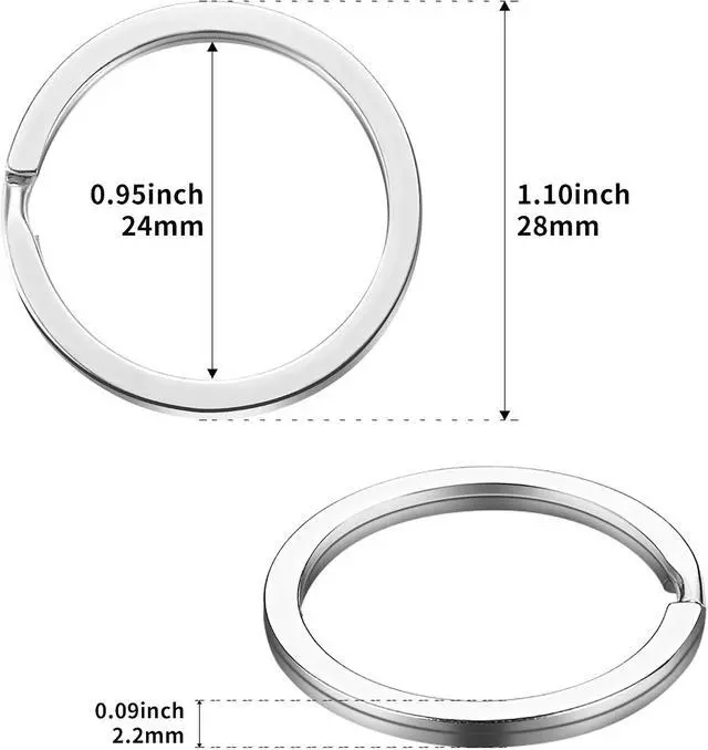 Alt view image 4 of 7 - Gkeygo Key Rings, 12 pcs Stainless Steel Key Ring for Keychains, 1.1inch Flat Split Keychain Ring for Car Keys Dog Ring Tag Lanyards Home School Office DIY, Silver