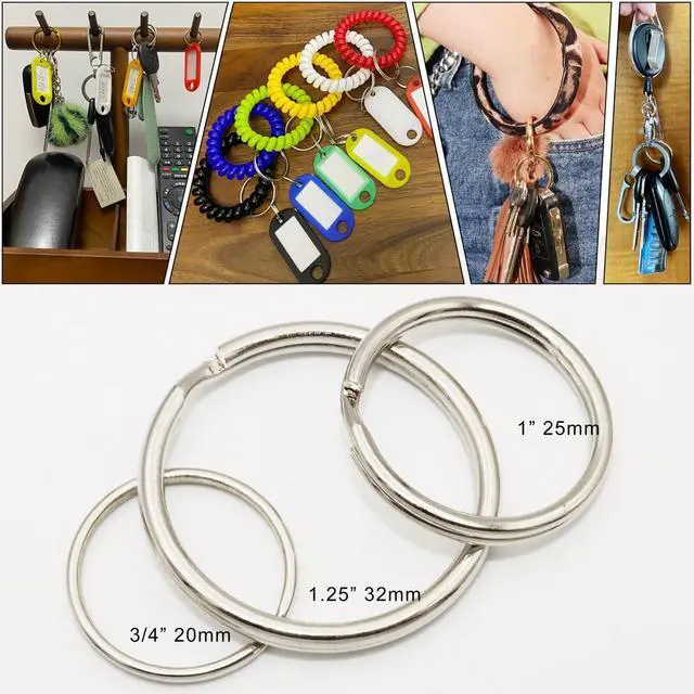 Alt view image 4 of 7 - Key Ring/Key Chain, 50 Pack 1 inches Split Round Metal Silver Keyring for Home/Car/Outdoor/Arts/Lanyards/CraftsKeys Organization