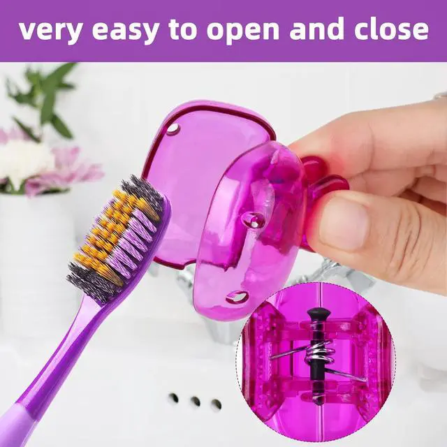 Alt view image 3 of 7 - 4 Pack Toothbrush Covers Caps, Tooth Brush Protector Toothbrush Coverings Clips Portable Plastic Tooth Brush Head Case for Travel, Business, Camping, School, Home