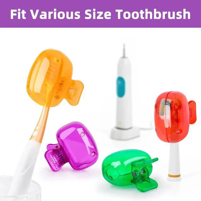 Alt view image 4 of 7 - 4 Pack Toothbrush Covers Caps, Tooth Brush Protector Toothbrush Coverings Clips Portable Plastic Tooth Brush Head Case for Travel, Business, Camping, School, Home