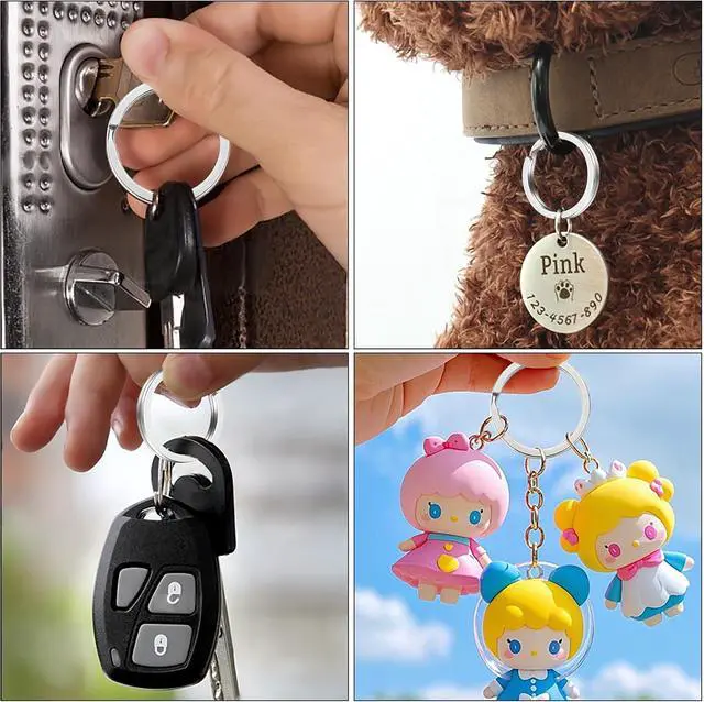Alt view image 6 of 7 - Gkeygo Key Rings, 12 pcs Stainless Steel Key Ring for Keychains, 1.1inch Flat Split Keychain Ring for Car Keys Dog Ring Tag Lanyards Home School Office DIY, Silver