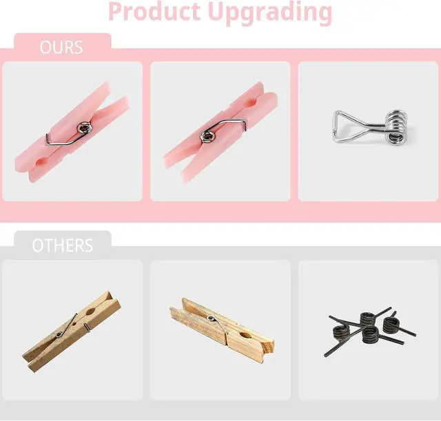 Alt view image 3 of 7 - 50 PCS 1.32 Inch Pink Clothes Pin Mini Clothespins Plastic Clothespins PinkPins Plastic Clothespins for Clothing Hanging Closepins Photos Pictures Decoration Clip Decorative Crafts Pegs (50, Pink)