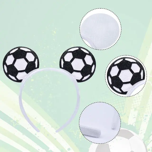 Alt view image 3 of 7 - Soccer Fan Accessories Set for Adults, Soccer Bow Headband, Soccer Ball Earrings, Tattoos and Cheer Wand for Game Day