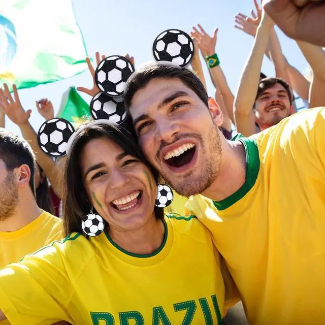 Alt view image 7 of 7 - Soccer Fan Accessories Set for Adults, Soccer Bow Headband, Soccer Ball Earrings, Tattoos and Cheer Wand for Game Day