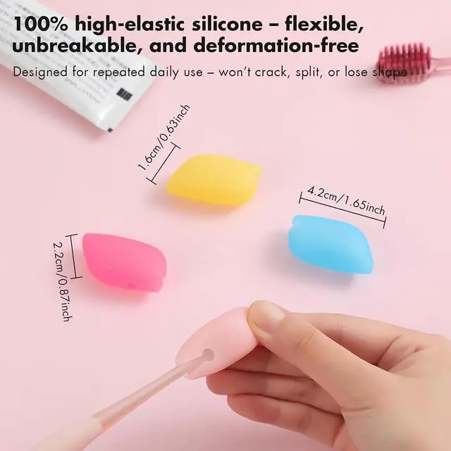 Alt view image 3 of 7 - Muslish Silicone Toothbrush Covers, 4 Pack Tooth Brush Cover Cap for Electric & Manual Toothbrush Heads, Portable Toothbrush Protector for Travel, Home (Pink)