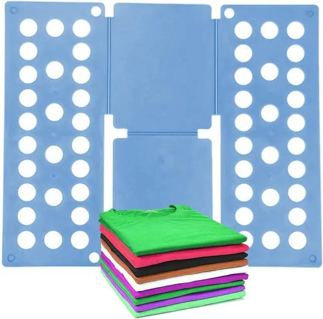 Main image of Kids Clothes Shirt Folding Board, Small Size for 1-9 Years Old, Blue Plastic Magic Organization Tool, Durable Foldable Clothes Folder for Towels