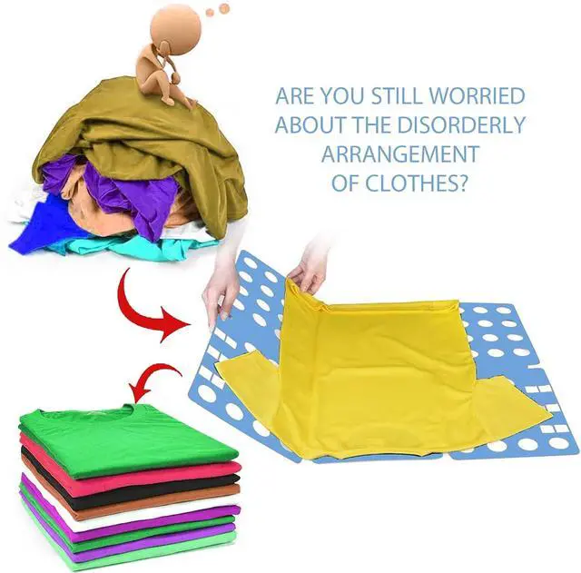 Alt view image 3 of 6 - Kids Clothes Shirt Folding Board, Small Size for 1-9 Years Old, Blue Plastic Magic Organization Tool, Durable Foldable Clothes Folder for Towels