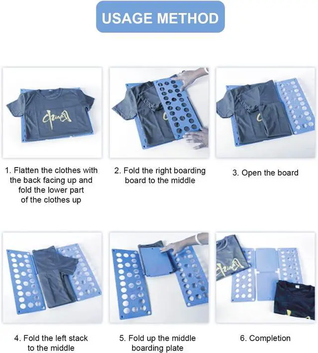 Alt view image 5 of 6 - Kids Clothes Shirt Folding Board, Small Size for 1-9 Years Old, Blue Plastic Magic Organization Tool, Durable Foldable Clothes Folder for Towels