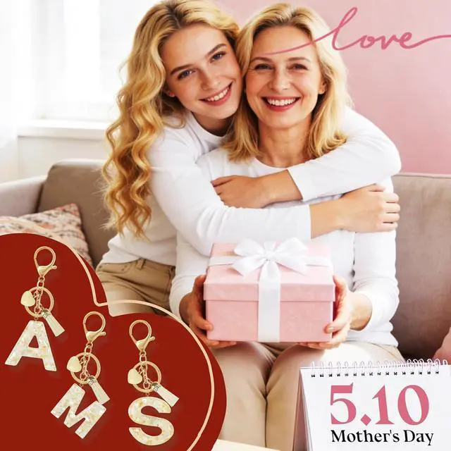 Alt view image 2 of 7 - Fmeida Bag Charms Initial Letter Keychains for Women Custom Key Chain White | Personalized Heart Keychain, Cute Purse Charm, Resin, Fade & Break Resistant, Teacher Appreciation & Festival Gift