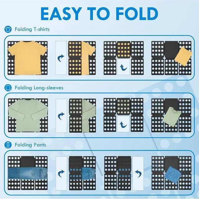 Alt view image 3 of 6 - Geniusidea Shirt Folder Mini Clothes Folding Board for T-Shirts and Laundry | Durable Plastic Folding Tool, Neat Organization, Easy Fold for Travel or Home, Laundry Liners