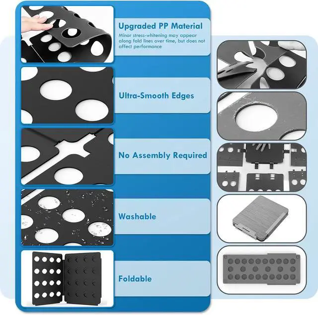 Alt view image 5 of 6 - Geniusidea Shirt Folder Mini Clothes Folding Board for T-Shirts and Laundry | Durable Plastic Folding Tool, Neat Organization, Easy Fold for Travel or Home, Laundry Liners