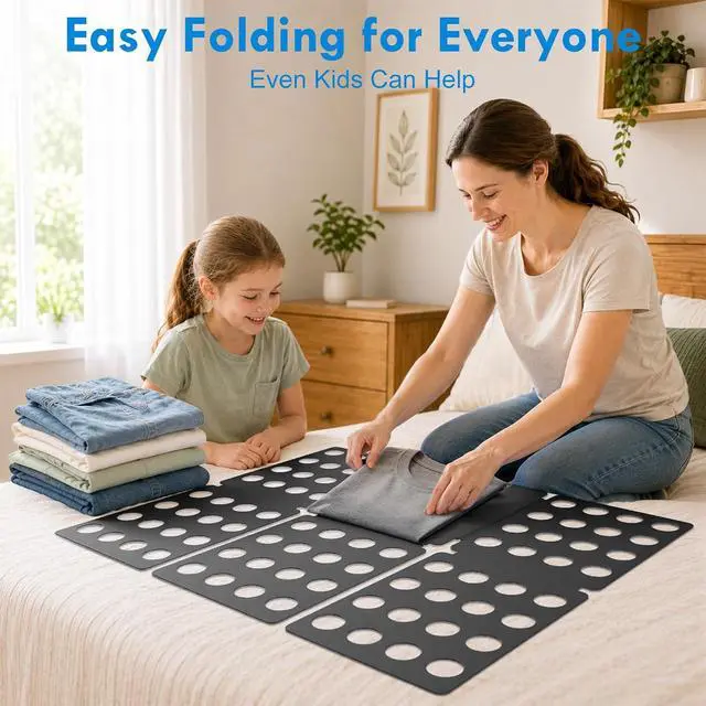 Alt view image 6 of 6 - Geniusidea Shirt Folder Mini Clothes Folding Board for T-Shirts and Laundry | Durable Plastic Folding Tool, Neat Organization, Easy Fold for Travel or Home, Laundry Liners