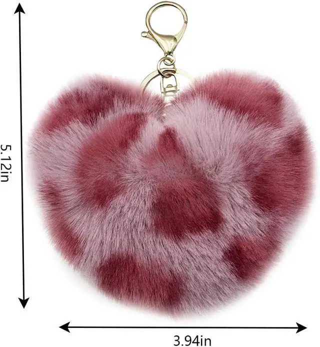 Alt view image 2 of 5 - Unpafcxddyig Pom Poms Keychains Fluffy Heart Shape Pompoms Keyring Faux Rabbit Fur Key Chain for Car Bag Charm