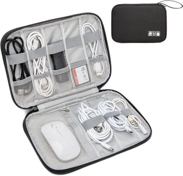 Main image of Electronic Organizer Case for Chargers, Cables & Tech Accessories | Organize chargers, cables, power banks and gadgets with elastic loops and mesh pockets in a slim travel-friendly design