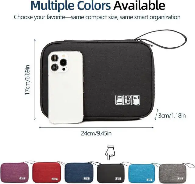 Alt view image 4 of 7 - Electronic Organizer Case for Chargers, Cables & Tech Accessories | Organize chargers, cables, power banks and gadgets with elastic loops and mesh pockets in a slim travel-friendly design