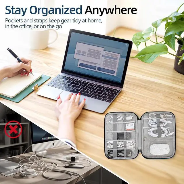 Alt view image 6 of 7 - Electronic Organizer Case for Chargers, Cables & Tech Accessories | Organize chargers, cables, power banks and gadgets with elastic loops and mesh pockets in a slim travel-friendly design