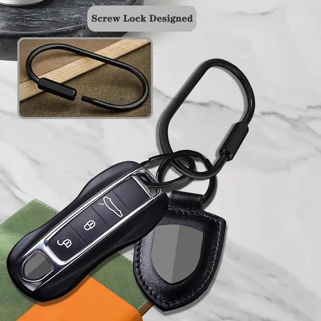 Alt view image 3 of 6 - Key Chain, Brass Key Rings 2 Pack Screw Lock Key Organizer with 4 Rings Carabiner Keychain Clip for Men and Women