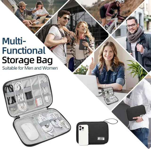 Alt view image 7 of 7 - Electronic Organizer Case for Chargers, Cables & Tech Accessories | Organize chargers, cables, power banks and gadgets with elastic loops and mesh pockets in a slim travel-friendly design