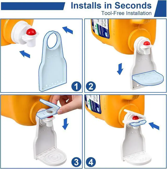 Alt view image 4 of 7 - Laundry Detergent Dispenser Cup Holder, No Drip Laundry Detergent Holder with Easy Press Nozzle Switch, Laundry Cup Holder and Drip Tray for Liquid Detergent Dispenser, Laundry Room Organization
