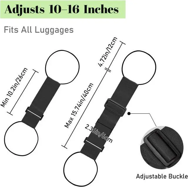 Alt view image 2 of 7 - 2 Pack Multi Use Strong Adjustable Luggage Connector Straps for Suitcases | Flexible Luggage Belt Strap Travel Accessories Elastic Fastening Bag Strap Suitcase Connector Straps (Black)