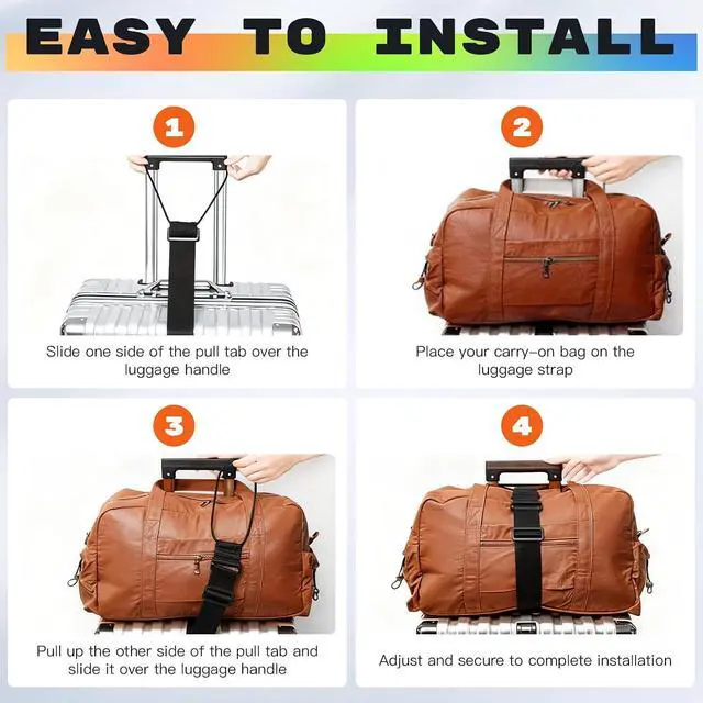 Alt view image 4 of 5 - Luggage Connector 2 Pack Heavy Duty Suitcases Strap for Travel Multi Use Elastic Bag Belt with Buckle Flexible Travel Essentials Easy to Identify Colorful