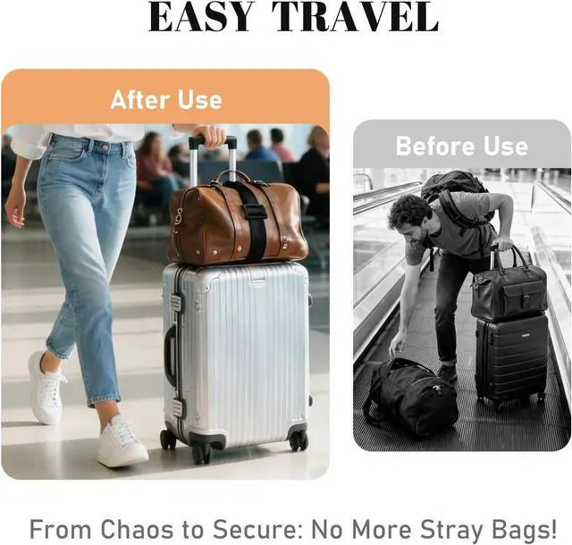 Alt view image 4 of 7 - 2 Pack Multi Use Strong Adjustable Luggage Connector Straps for Suitcases | Flexible Luggage Belt Strap Travel Accessories Elastic Fastening Bag Strap Suitcase Connector Straps (Black)