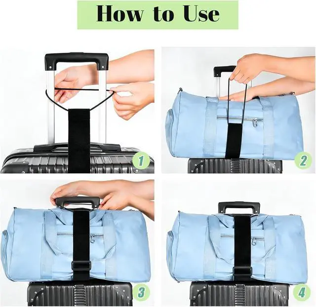 Alt view image 7 of 7 - 2 Pack Multi Use Strong Adjustable Luggage Connector Straps for Suitcases | Flexible Luggage Belt Strap Travel Accessories Elastic Fastening Bag Strap Suitcase Connector Straps (Black)