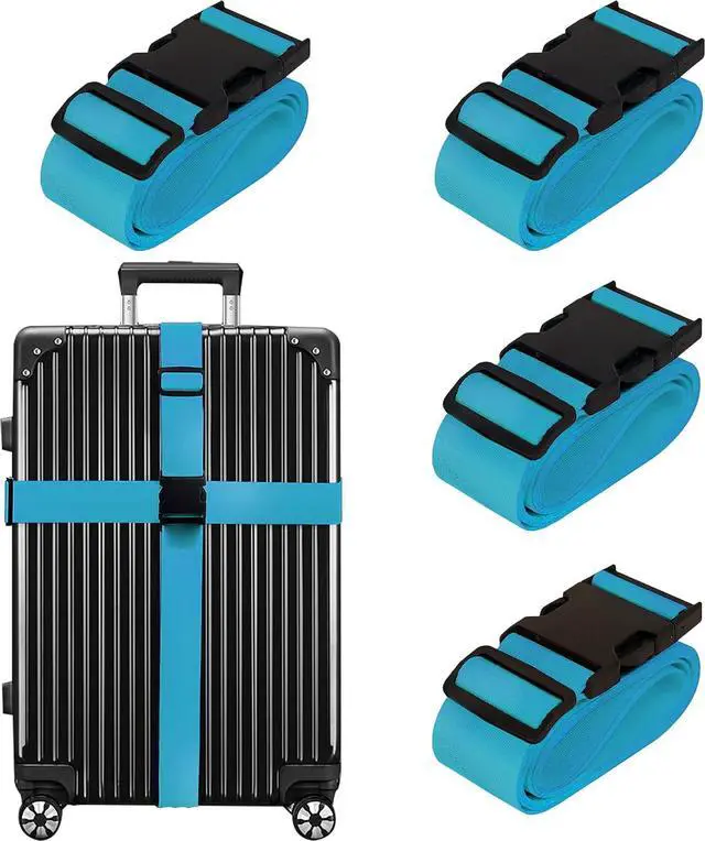 Main image of Luggage Straps for Suitcases TSA Approved Travel Belt 4 Pack by Chelmon (Sky Blue)
