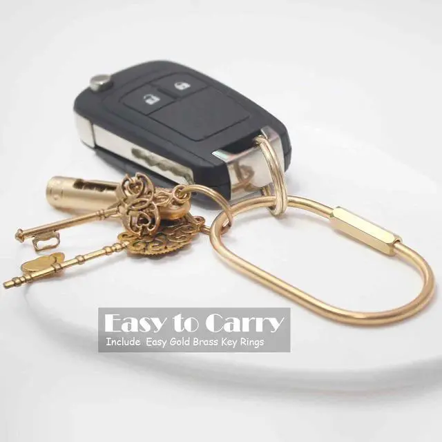 Alt view image 4 of 7 - Carabiner Keychain Clip with Lock, Gold Key Chain Rings, Purse Bag Charms | Durable Carabiner for Keys, Brass Screw Lock Key Holder, Anti-Lost Oval Keyring Clip, Large Capacity Key Holder for Handbag