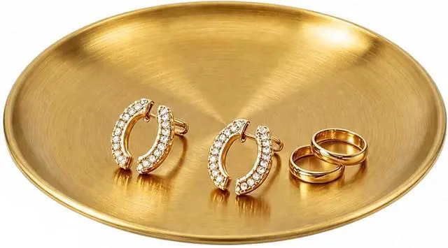 Alt view image 6 of 7 - 5.5 Inch Small Gold Tray - Decorative Trays for Jewelry, Candles, and Keys | Suitable for bathrooms, vanities, coffee tables, jewelry displays, and candle trays