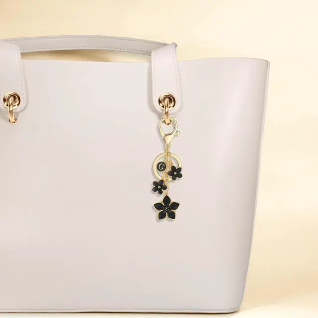 Alt view image 5 of 7 - XGALBLA Cute Flower Initial Letter Keychain for Women, Big and Small Flower Bag Charms Enameled Keychain Handbags Purse