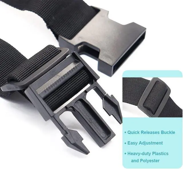 Alt view image 2 of 7 - Luggage Straps for Suitcases, Travel Belt Multiple Connector, 2 Pack Black | Thick Weave High Tensile 600D Fabric, Heavy Duty Polyester, Quick Release Buckle, Adjustable 25" to 45", Fits Most Luggage