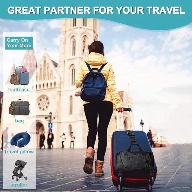 Alt view image 5 of 7 - Luggage Straps for Suitcases, Travel Belt Multiple Connector, 2 Pack Black | Thick Weave High Tensile 600D Fabric, Heavy Duty Polyester, Quick Release Buckle, Adjustable 25" to 45", Fits Most Luggage