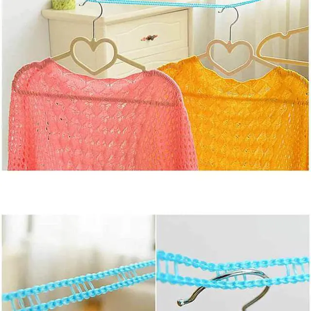 Alt view image 6 of 7 - 3 Pack of ALINNA Windproof Nylon Clothesline Pink Blue Green Colors Adjustable Clothes Drying Rope Travel Clothes Line Portable Laundry Line for Indoor Outdoor Camping Home Hotel(5m/16.4ft)