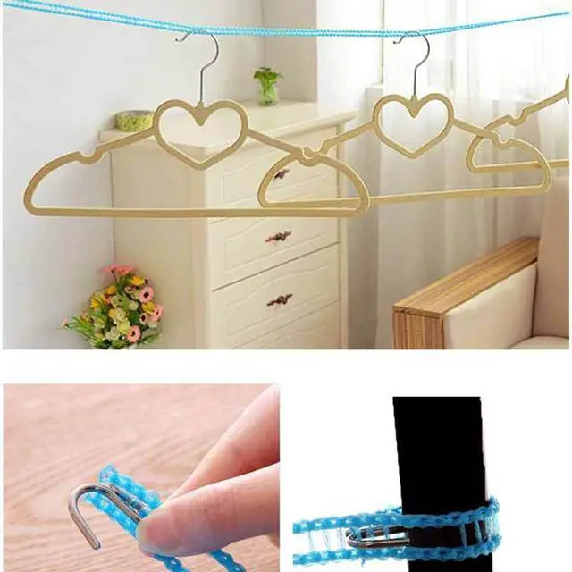Alt view image 7 of 7 - 3 Pack of ALINNA Windproof Nylon Clothesline Pink Blue Green Colors Adjustable Clothes Drying Rope Travel Clothes Line Portable Laundry Line for Indoor Outdoor Camping Home Hotel(5m/16.4ft)