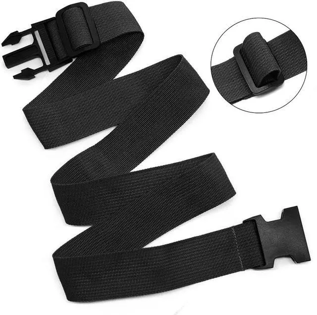Alt view image 7 of 7 - Luggage Straps for Suitcases, Travel Belt Multiple Connector, 2 Pack Black | Thick Weave High Tensile 600D Fabric, Heavy Duty Polyester, Quick Release Buckle, Adjustable 25" to 45", Fits Most Luggage