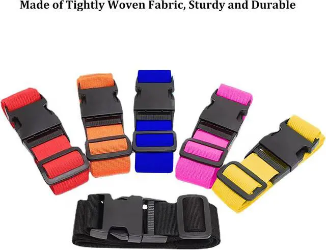 Alt view image 4 of 6 - 2 Pack Suitcase Straps, Bright Color Adjustable Luggage Belts, TSA Approved (Black)