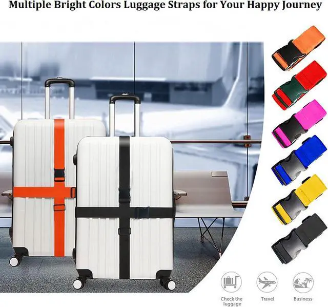 Alt view image 6 of 6 - 2 Pack Suitcase Straps, Bright Color Adjustable Luggage Belts, TSA Approved (Black)