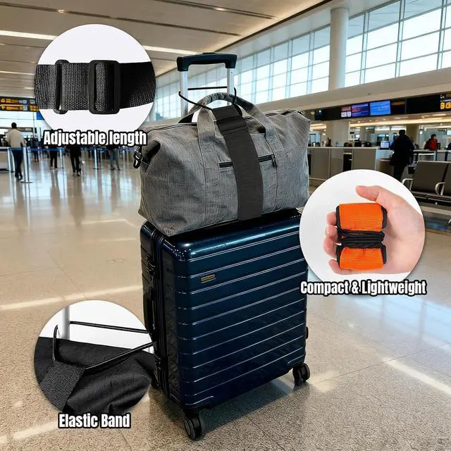 Alt view image 3 of 6 - Luggage Straps for SuitcasesMulti-Use Strong Adjustable Luggage Connector Straps, Durable, Waterproof, Bungee StrapsTravel Suitcase Essential Travel Essentials (Black 2PCS)