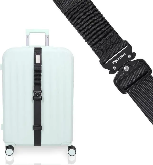 Main image of Vigorport Luggage Straps for Suitcases TSA Approved Suitcase Belt | Stretchable Travel Strap for Luggage, Heavy Duty Metal Buckle Luggage Belt Strap to Secure Suitcases Together