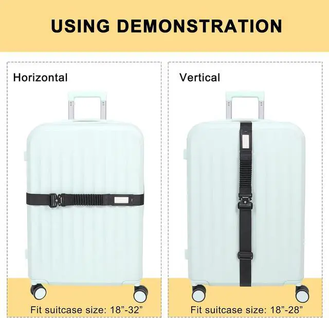 Alt view image 6 of 7 - Vigorport Luggage Straps for Suitcases TSA Approved Suitcase Belt | Stretchable Travel Strap for Luggage, Heavy Duty Metal Buckle Luggage Belt Strap to Secure Suitcases Together