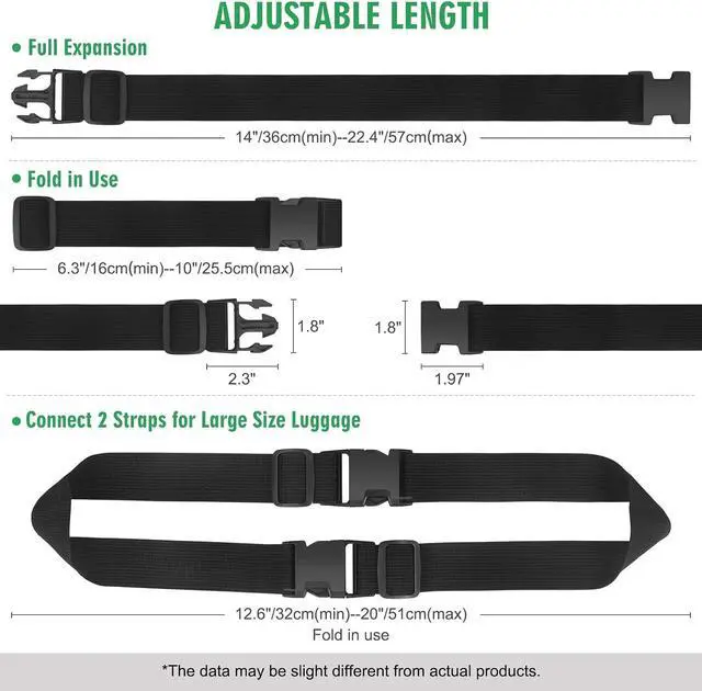 Alt view image 3 of 7 - 2PCS 22 inch Add a Bag Luggage Straps for Suitcase, Adjustable Suitcase Strap, Travel Accessories Travel Attachment for Connecting Two Suitcases or Smaller Packages Together -Black